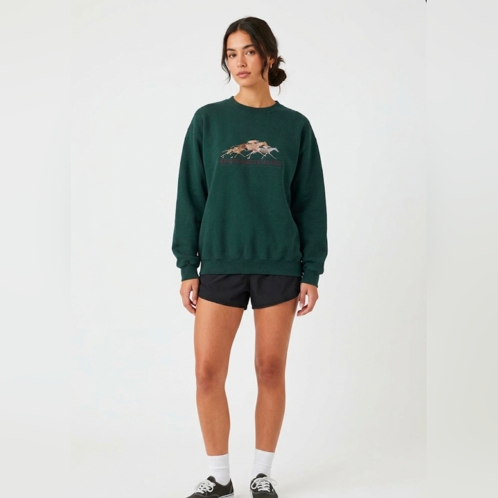 Y2K Cheyenne River Women's Vintage Green Sweater Size L Horse - Picture 2 of 7